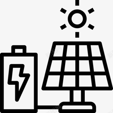 太阳能电池板生态学186线性图标图标