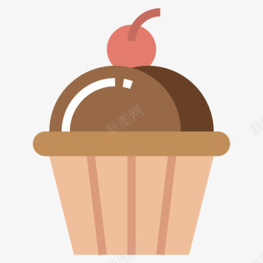纸杯蛋糕甜甜糖果17扁平图标图标