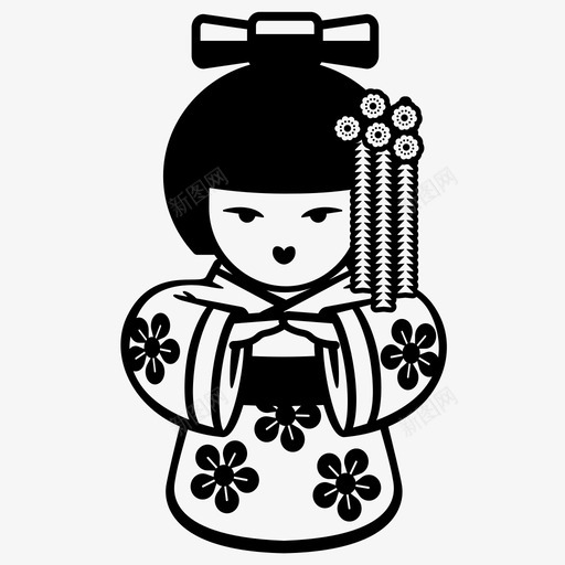 kokeshi日本玩具图标svg_新图网 https://ixintu.com kokeshi 传统 日本 玩具