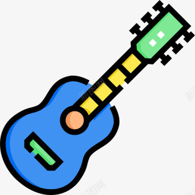 吉他巴西狂欢节19线性颜色图标图标