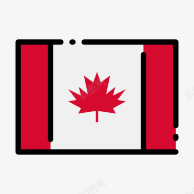 加拿大国旗1线颜色图标图标