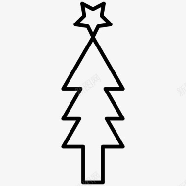 圣诞树冬季2件装线图标图标