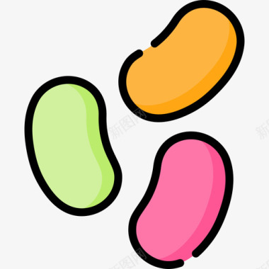 果冻豆甜点糖果8线性颜色图标图标