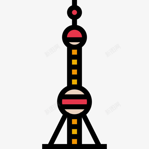 珍珠塔中国50线性颜色图标svg_新图网 https://ixintu.com 中国 珍珠塔 线性 颜色