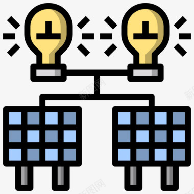太阳能电池板可持续能源24线性颜色图标图标
