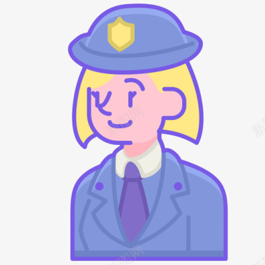 女警察阿凡达女直系肤色图标图标