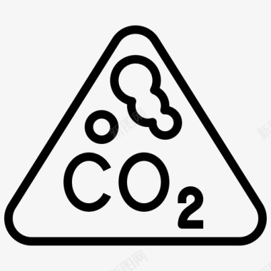 二氧化碳核元素4线性图标图标
