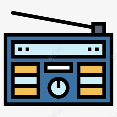 收音机广告34线性颜色图标图标