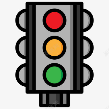 交通灯城市元素44线性颜色图标图标