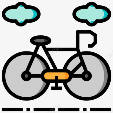 自行车城市元素44线性颜色图标图标