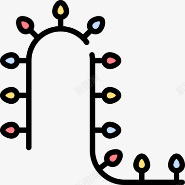 灯圣诞装饰2线性颜色图标图标