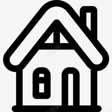 木屋房屋类型14线性图标图标
