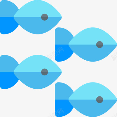 鱼海洋生物38扁平图标图标