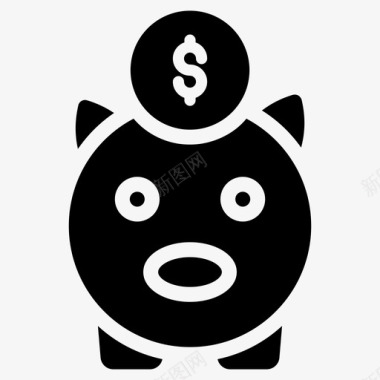 小猪钱盒子美元保存钱储蓄图标图标