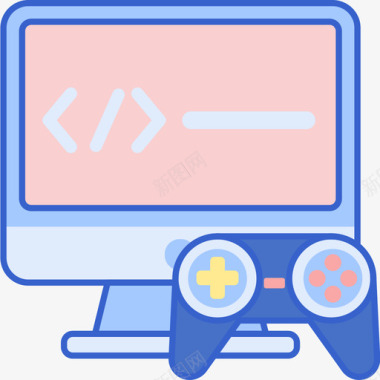 游戏开发电子竞技3线性颜色图标图标