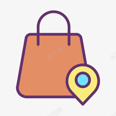 购物袋导航26线性颜色图标图标
