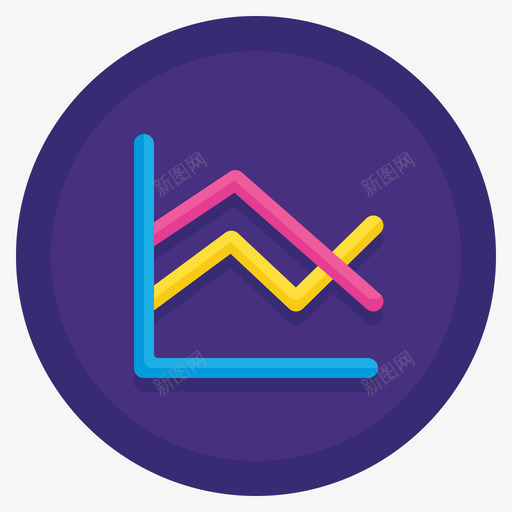 折线图信息图3扁平圆形图标svg_新图网 https://ixintu.com 信息图3 扁平圆形 折线图