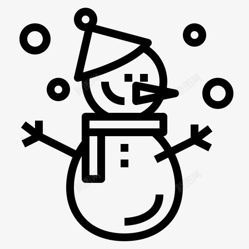 雪人冬季69直线型图标svg_新图网 https://ixintu.com 冬季 直线 线型 雪人
