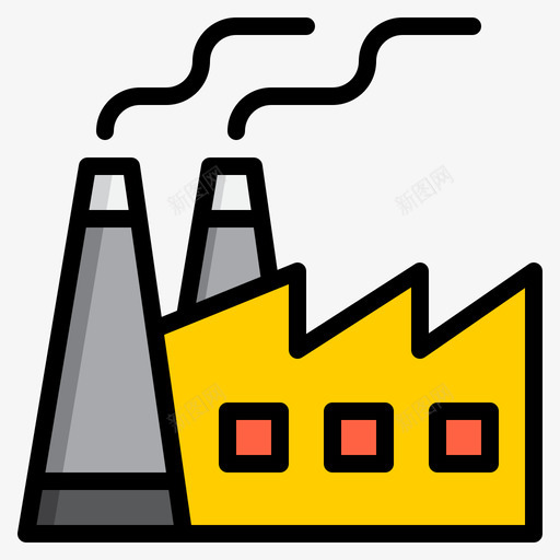 工厂建筑165线性颜色图标svg_新图网 https://ixintu.com 工厂 建筑 线性 颜色