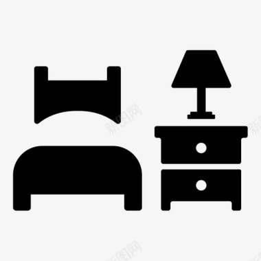 单人房床酒店图标图标