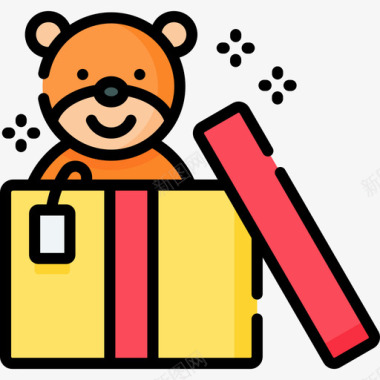 泰迪熊圣诞礼物1线性颜色图标图标