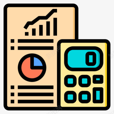 图表计算器工具2线颜色图标图标