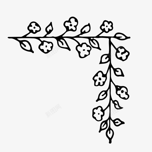 花饰边框植物图标svg_新图网 https://ixintu.com 植物 模板 素描 花饰 边框