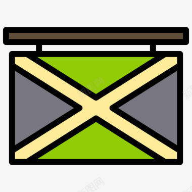 牙买加雷鬼音乐3线性颜色图标图标