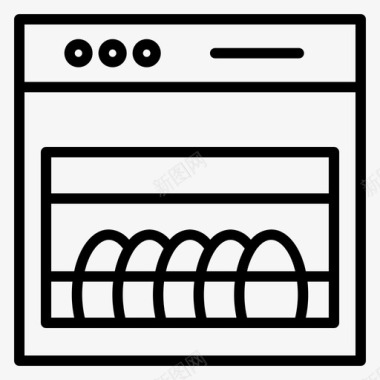 洗碗机清洁117线性图标图标
