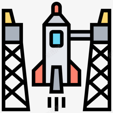 火箭太空173线性颜色图标图标