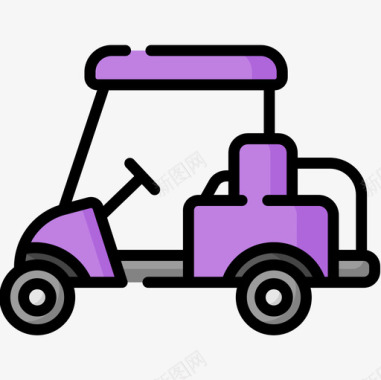 高尔夫球车车辆和运输工具12线性颜色图标图标