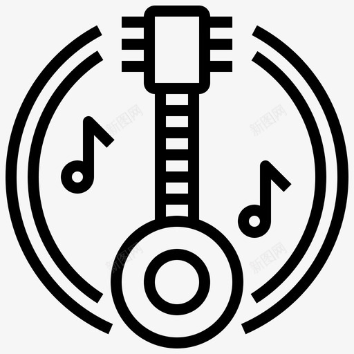 班卓琴音乐80直线图标svg_新图网 https://ixintu.com 班卓 直线 音乐