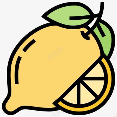 柠檬水果25线形颜色图标图标