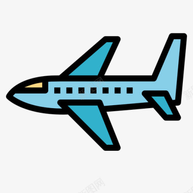 飞机机场3线性颜色图标图标