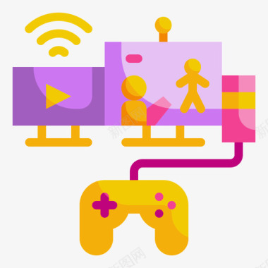 视频游戏直播和流媒体3平面图标图标
