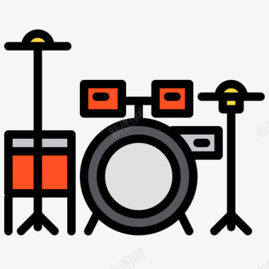 鼓组摇滚乐1线性颜色图标图标