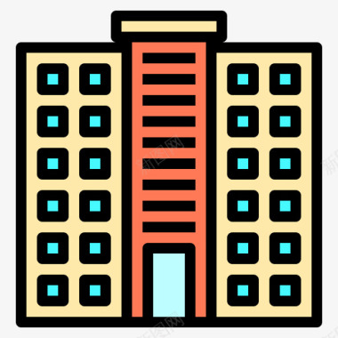 建筑酒店服务51线性颜色图标图标