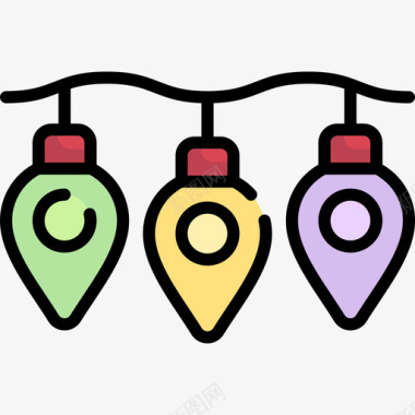 灯圣诞装饰2线性颜色图标图标