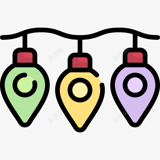灯圣诞装饰2线性颜色图标svg_新图网 https://ixintu.com 圣诞 线性 装饰 颜色
