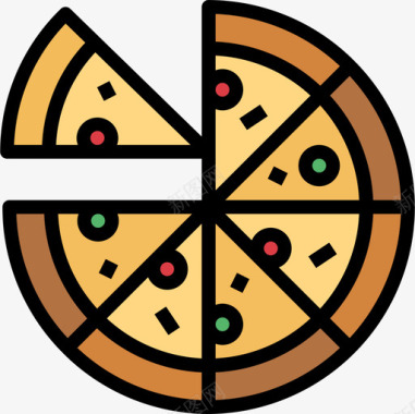 披萨爵士乐3线性颜色图标图标
