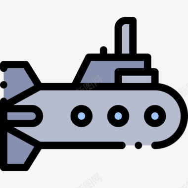 潜艇军用36线性颜色图标图标