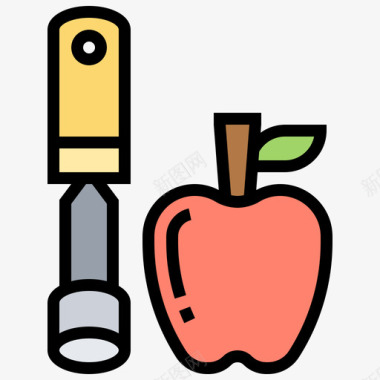 苹果厨房工具38线性颜色图标图标