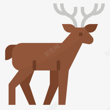 鹿动物78扁平图标图标