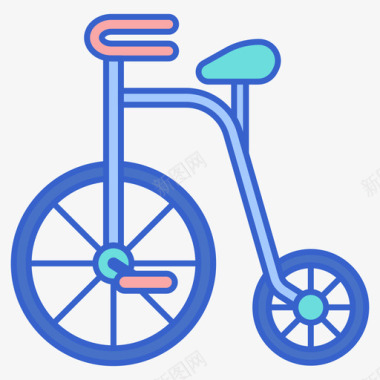 自行车马戏团76线性颜色图标图标