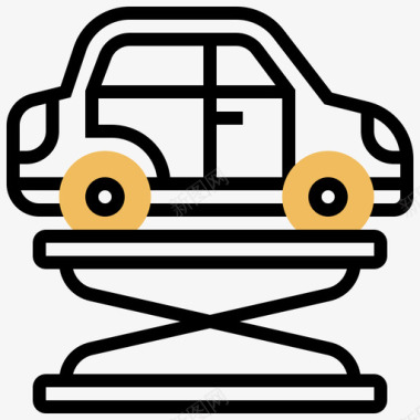 车轮定位汽车保养4黄色阴影图标图标