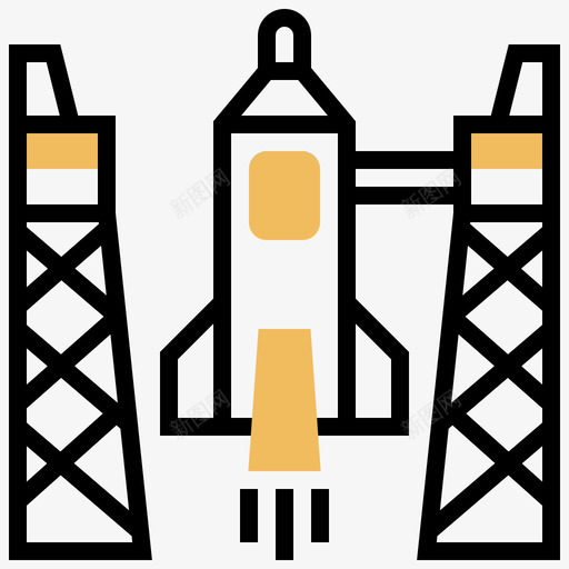 火箭太空175黄影图标svg_新图网 https://ixintu.com 太空 火箭 黄影