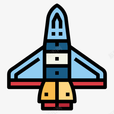 太空船美国宇航局3号线性颜色图标图标