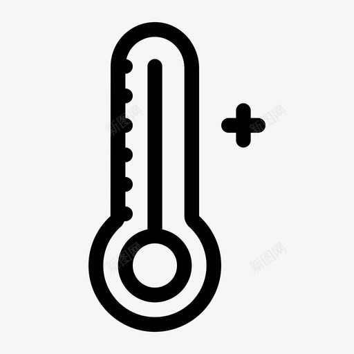 温度计热发热温图标svg_新图网 https://ixintu.com 办公应用加粗 发热 温 温度计热