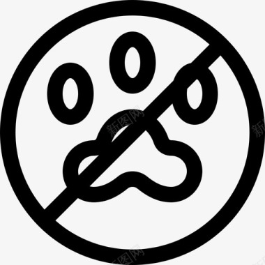 禁止宠物水上乐园25号直线型图标图标