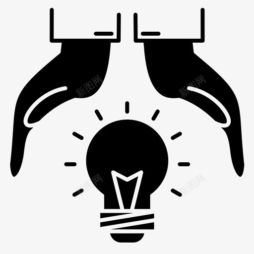 节约创意创新图标svg_新图网 https://ixintu.com 创意 创新 字形 实体 技术 灯泡 节约